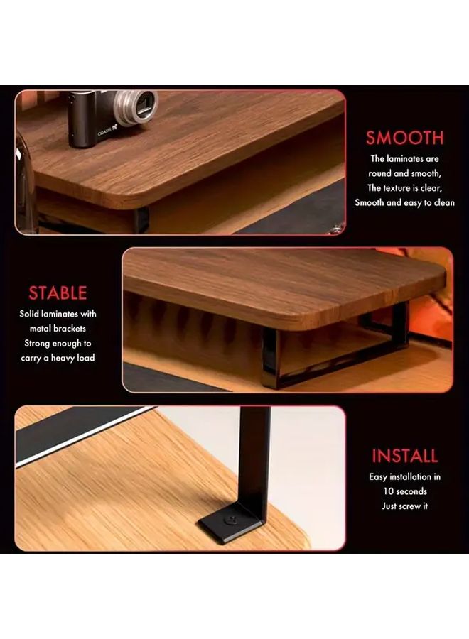Wooden Monitor Riser Stand Black Walnut 60x20 Ergonomic Height Adjustable Desk Organizer for Office Home - Image 4